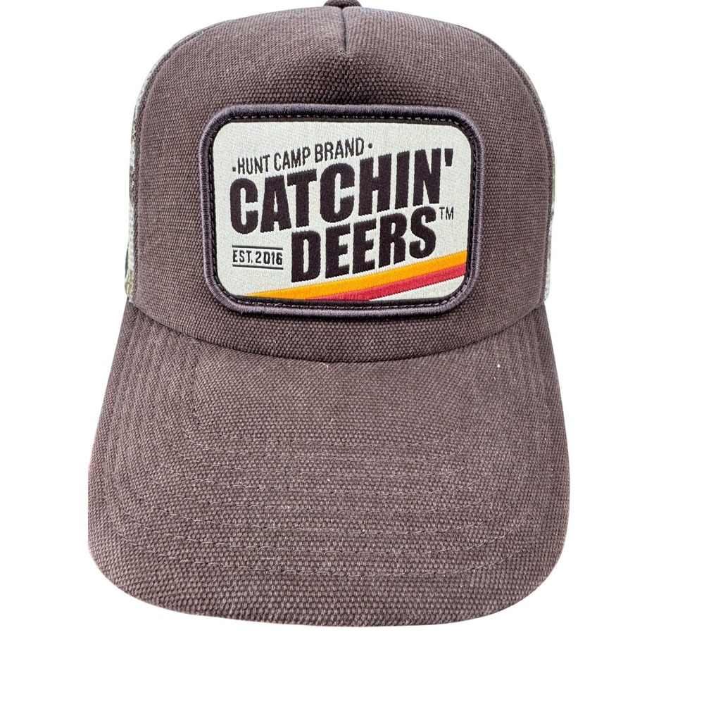 New Catchin Deers Hunt Camp Trucker Hat Brown Camo Mesh Snapback Men‎